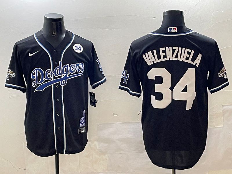 Men Los Angeles Dodgers #34 Valenzuela Black Fashion Game 2025 Nike MLB Jersey style 3063->los angeles dodgers->MLB Jersey